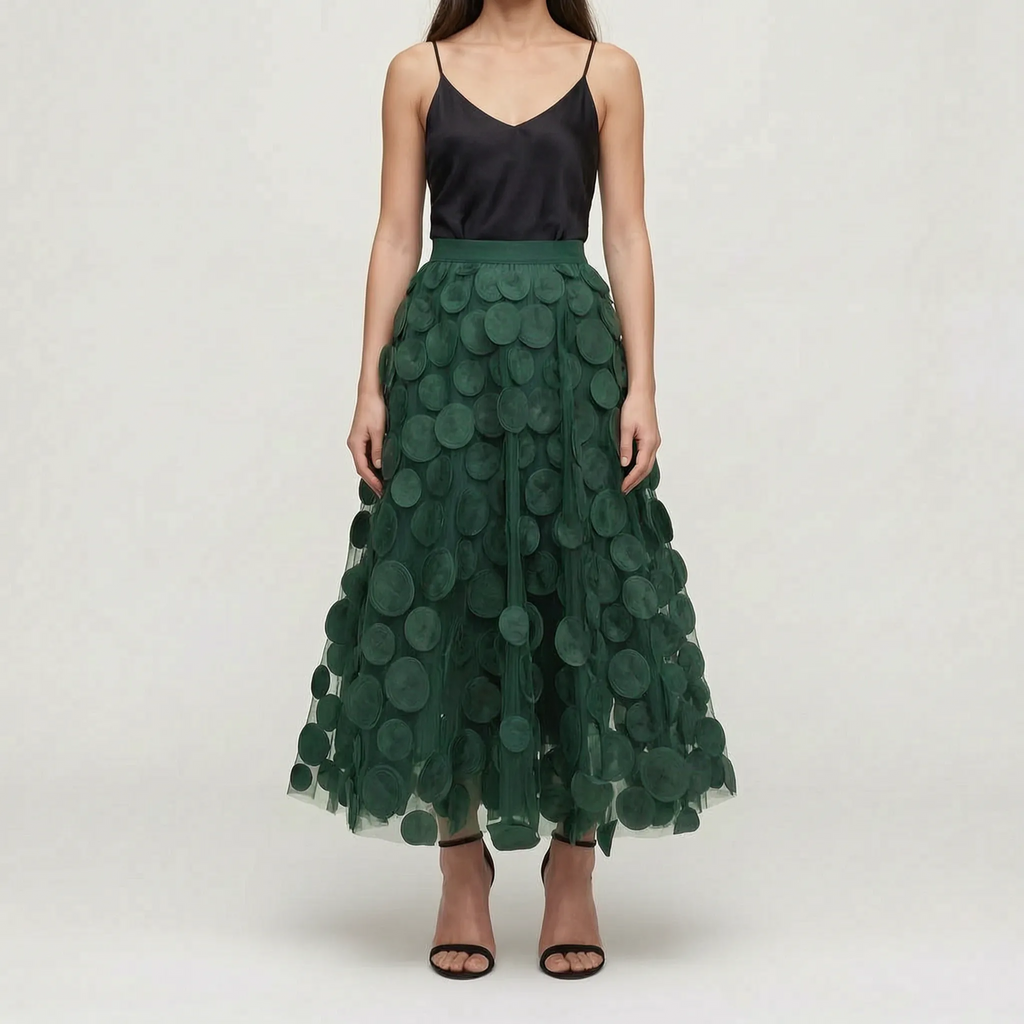 Circla  - A-Line 3D Polka Dot Midi Skirt Wedding Guest Outfits