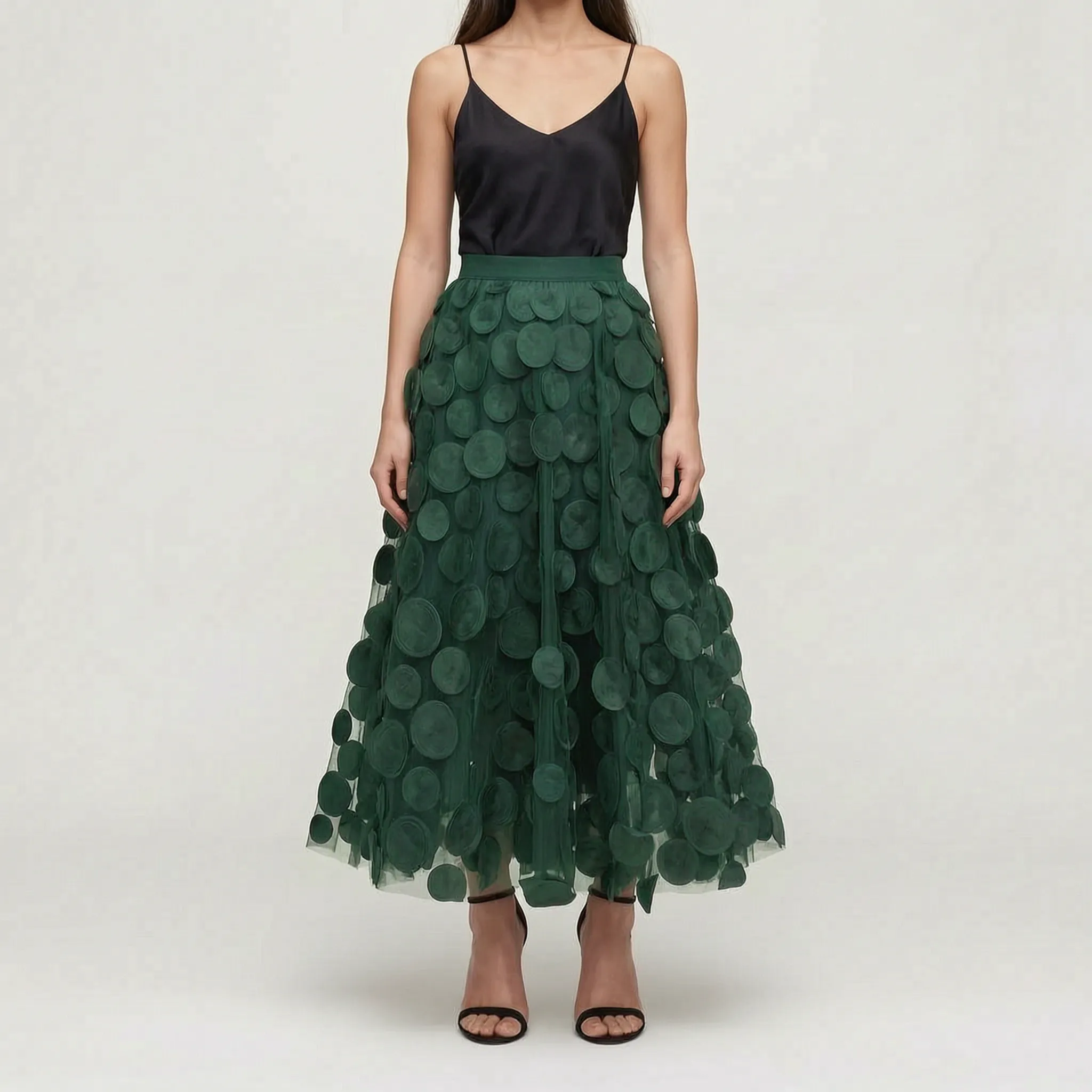 Circla  - A-Line 3D Polka Dot Midi Skirt Wedding Guest Outfits