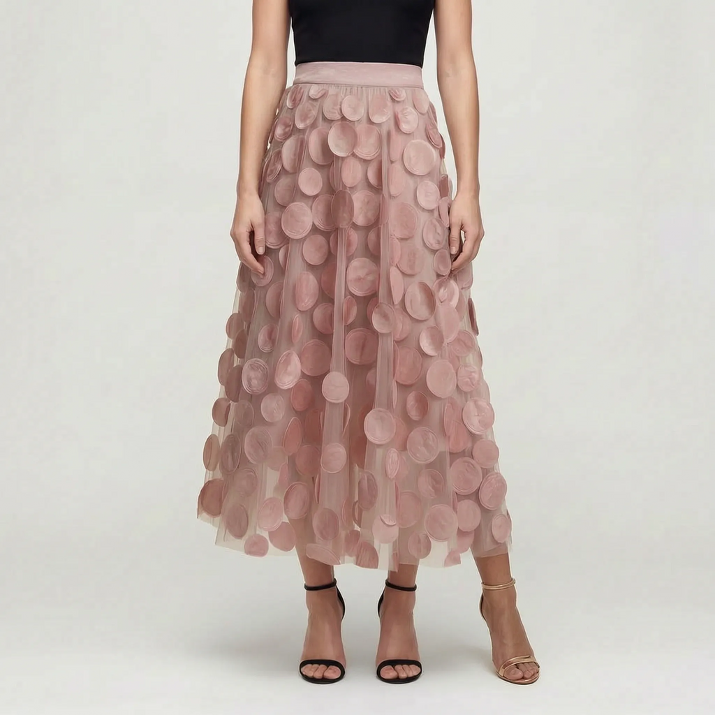 Circla  - A-Line 3D Polka Dot Midi Skirt Wedding Guest Outfits
