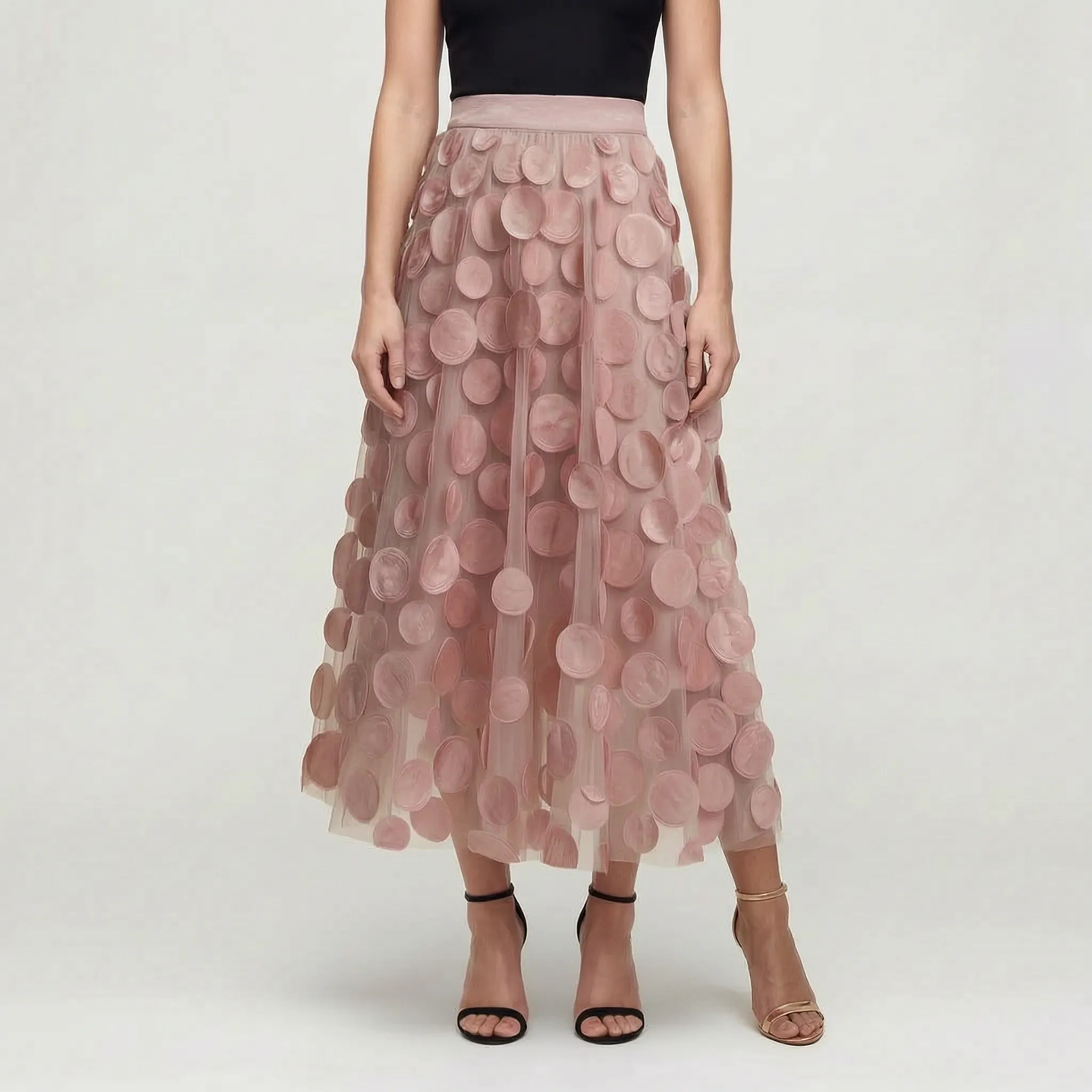 Circla  - A-Line 3D Polka Dot Midi Skirt Wedding Guest Outfits