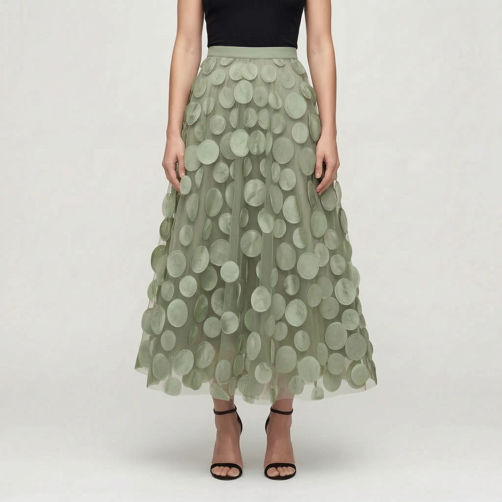 Circla  - A-Line 3D Polka Dot Midi Skirt Wedding Guest Outfits
