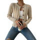 Women's textured cable knit cardigan with round neck and button front