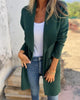 Women's long open-front cardigan with long sleeves and front pockets