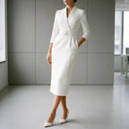 Clarisse  - Tailored Long Sleeve Midi Dress Office Wear