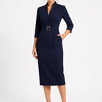 Clarisse  - Tailored Long Sleeve Midi Dress Office Wear