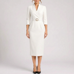 Clarisse  - Tailored Long Sleeve Midi Dress Office Wear