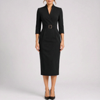 Clarisse  - Tailored Long Sleeve Midi Dress Office Wear