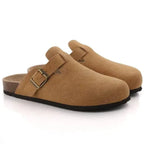 Men's closed-toe clog loafers with buckle straps