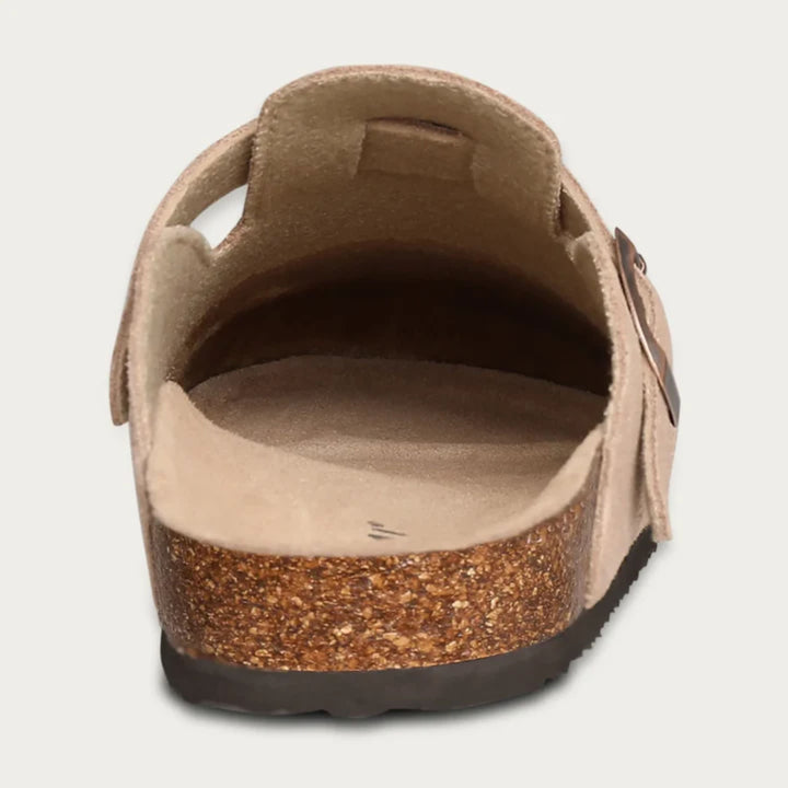 Men's closed-toe clog loafers with buckle straps