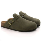 Men's closed-toe clog loafers with buckle straps