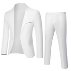 Men's tailored suit outfit set with blazer and full-length trousers