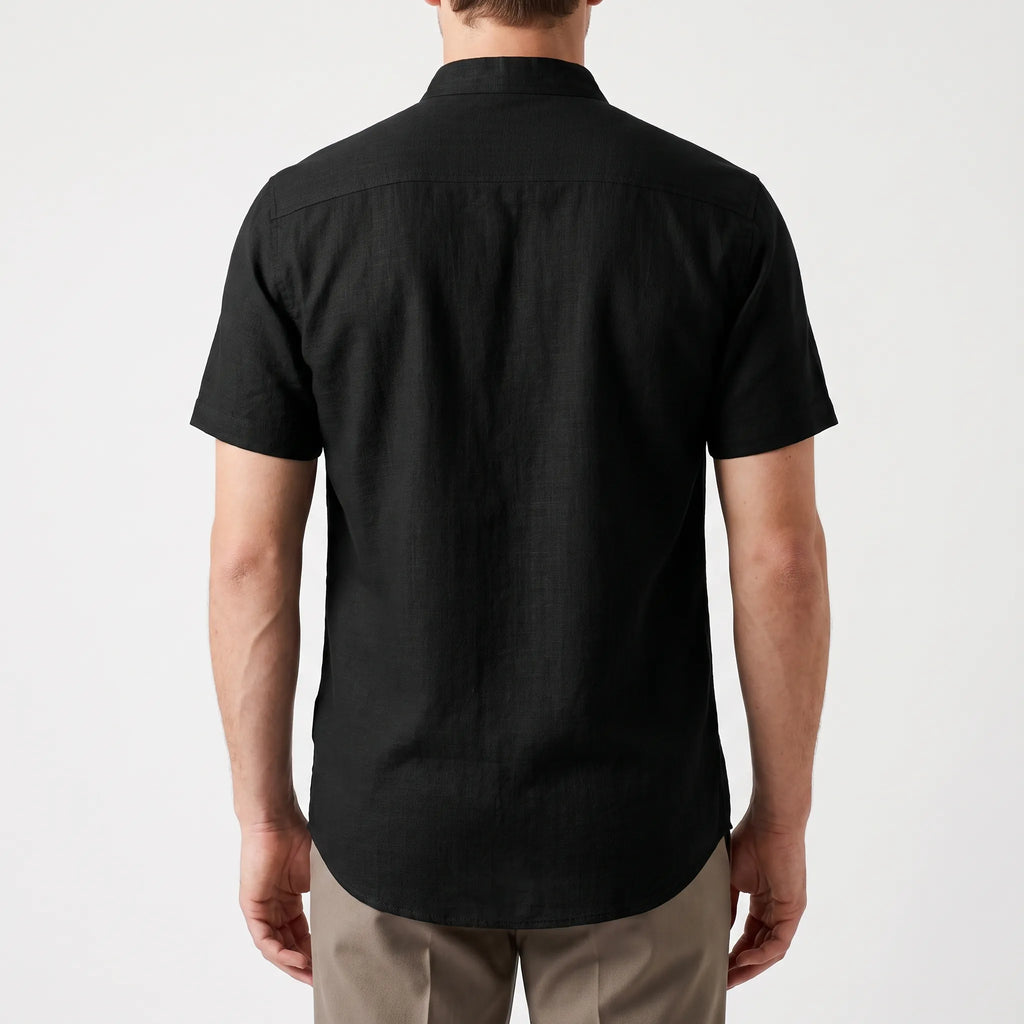 Corenza  - Short Sleeve Mandarin Collar Shirt Casual Office Wear
