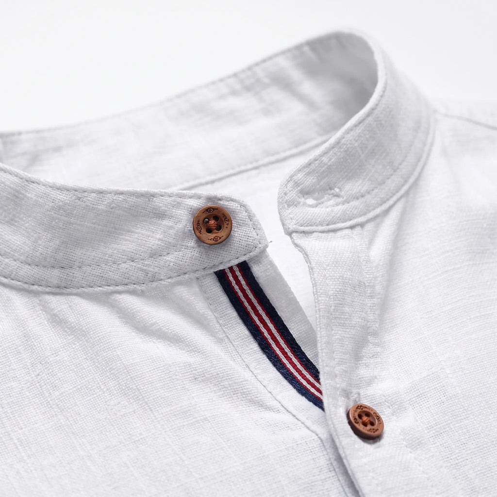 Corenza  - Short Sleeve Mandarin Collar Shirt Casual Office Wear