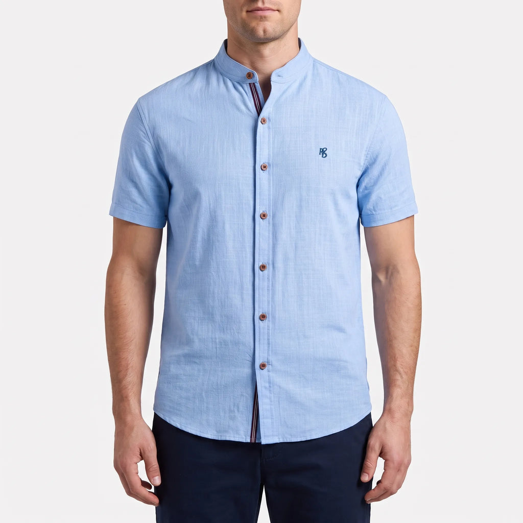 Corenza  - Short Sleeve Mandarin Collar Shirt Casual Office Wear