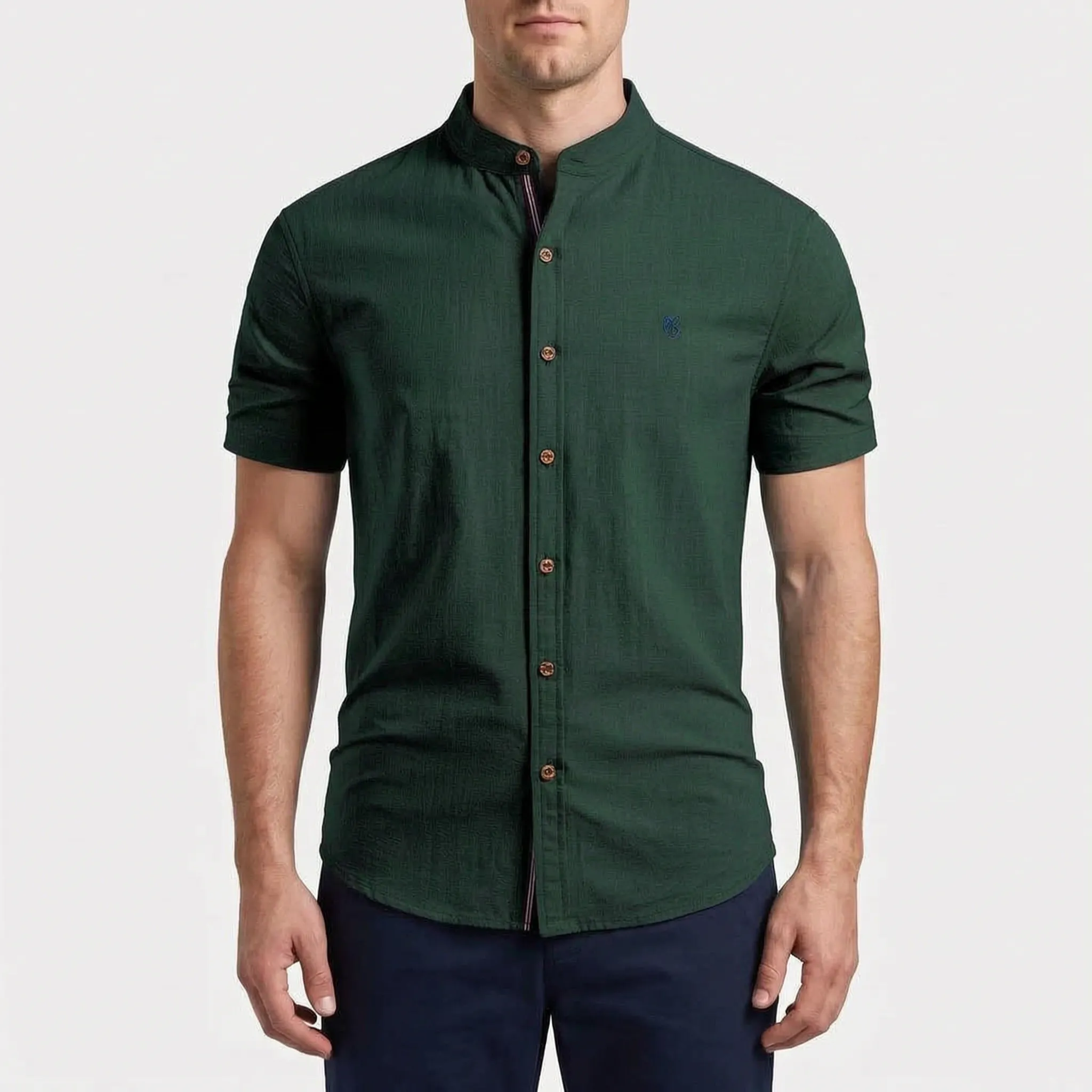 Corenza  - Short Sleeve Mandarin Collar Shirt Casual Office Wear