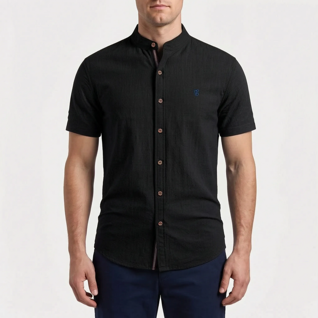 Corenza  - Short Sleeve Mandarin Collar Shirt Casual Office Wear