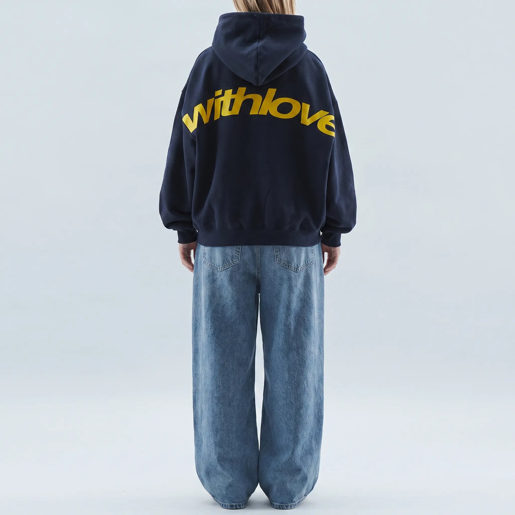 Cosira - Oversized Graphic Text Back Hoodie