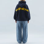Cosira - Oversized Graphic Text Back Hoodie