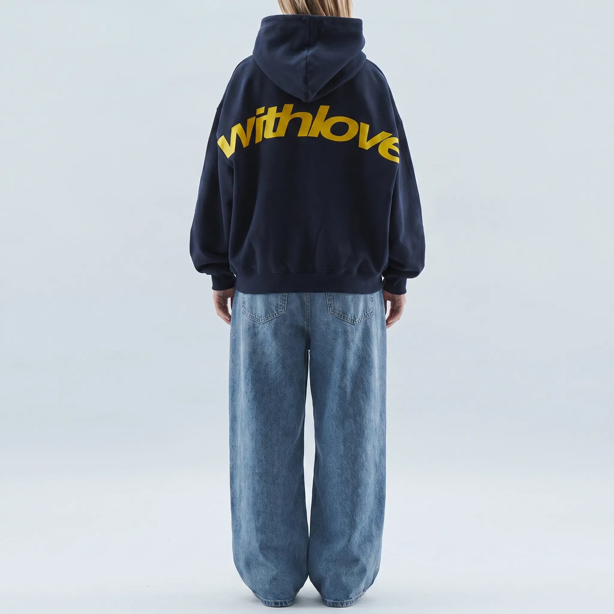 Cosira - Oversized Graphic Text Back Hoodie