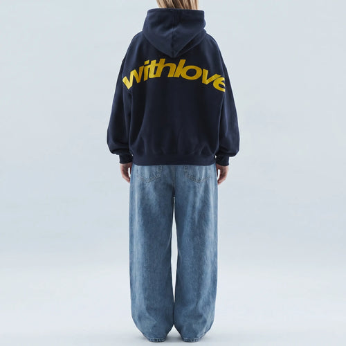Cosira - Oversized Graphic Text Back Hoodie