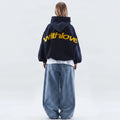 Cosira - Oversized Graphic Text Back Hoodie