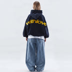 Cosira - Oversized Graphic Text Back Hoodie