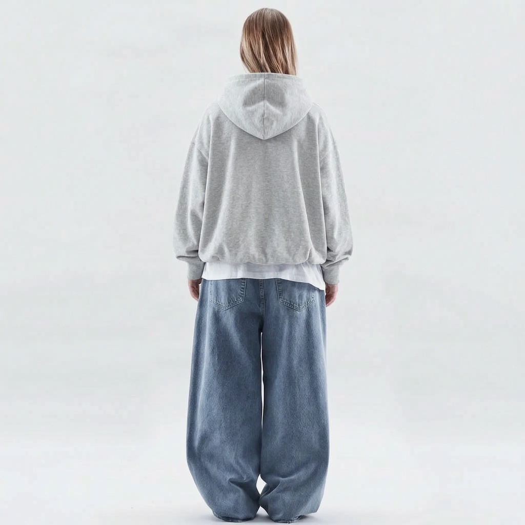 Cosira - Oversized Graphic Text Back Hoodie