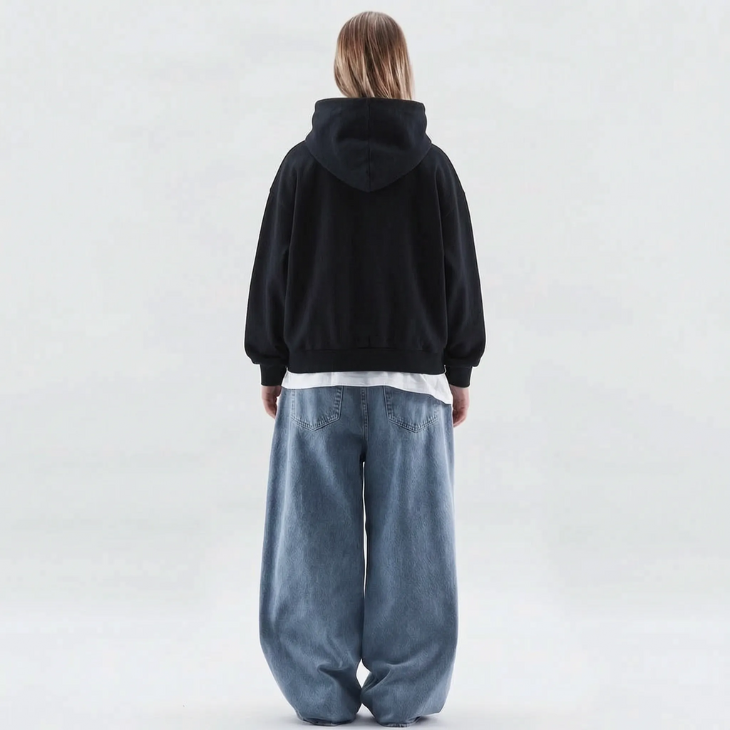 Cosira - Oversized Graphic Text Back Hoodie