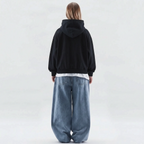 Cosira - Oversized Graphic Text Back Hoodie