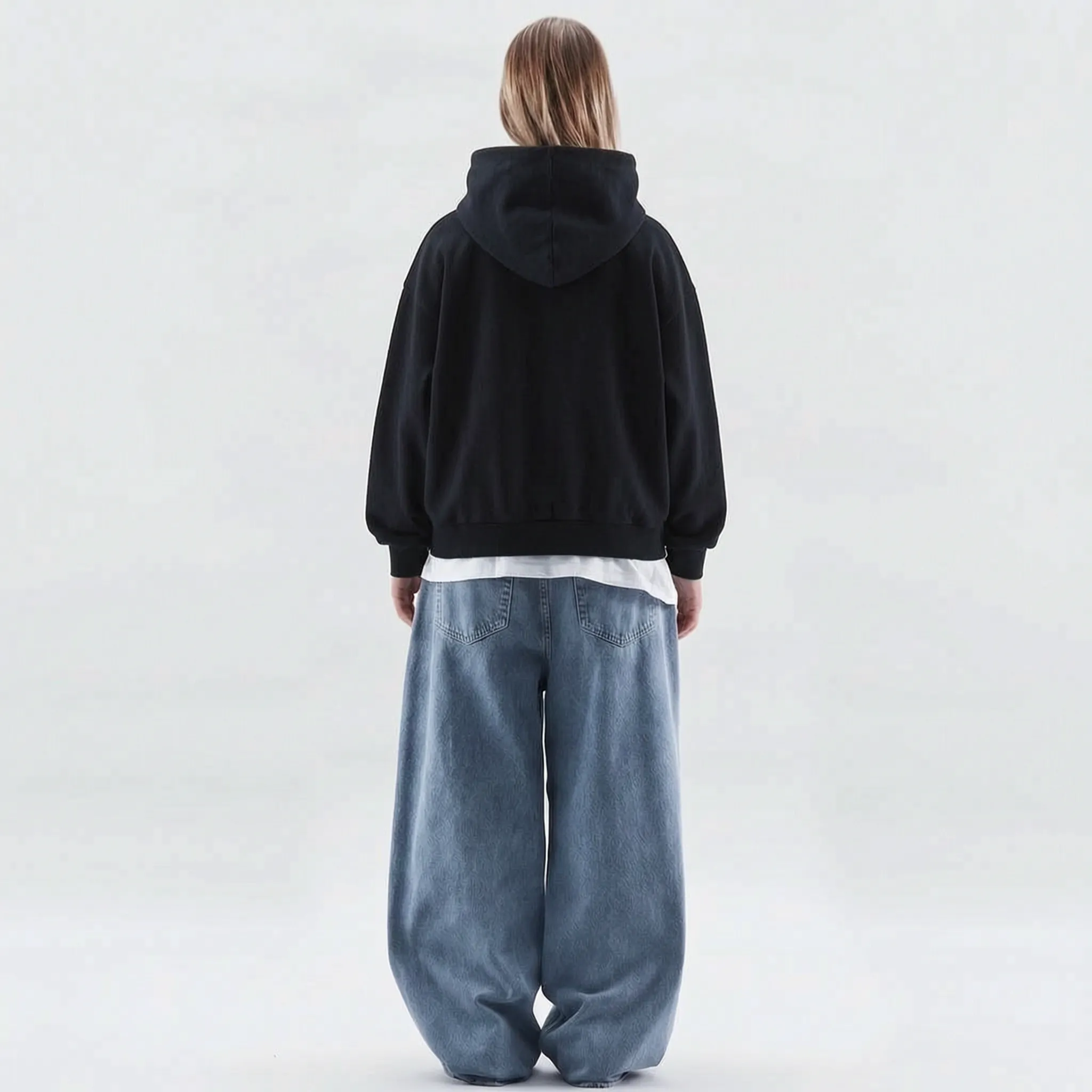 Cosira - Oversized Graphic Text Back Hoodie