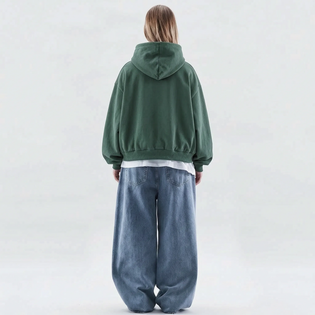 Cosira - Oversized Graphic Text Back Hoodie