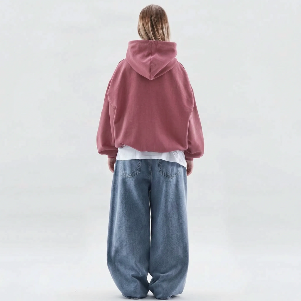 Cosira - Oversized Graphic Text Back Hoodie