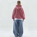 Cosira - Oversized Graphic Text Back Hoodie