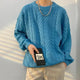 Men's cable-knit crew-neck jumper with long sleeves and ribbed trims