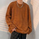 Men's cable-knit crew-neck jumper with long sleeves and ribbed trims
