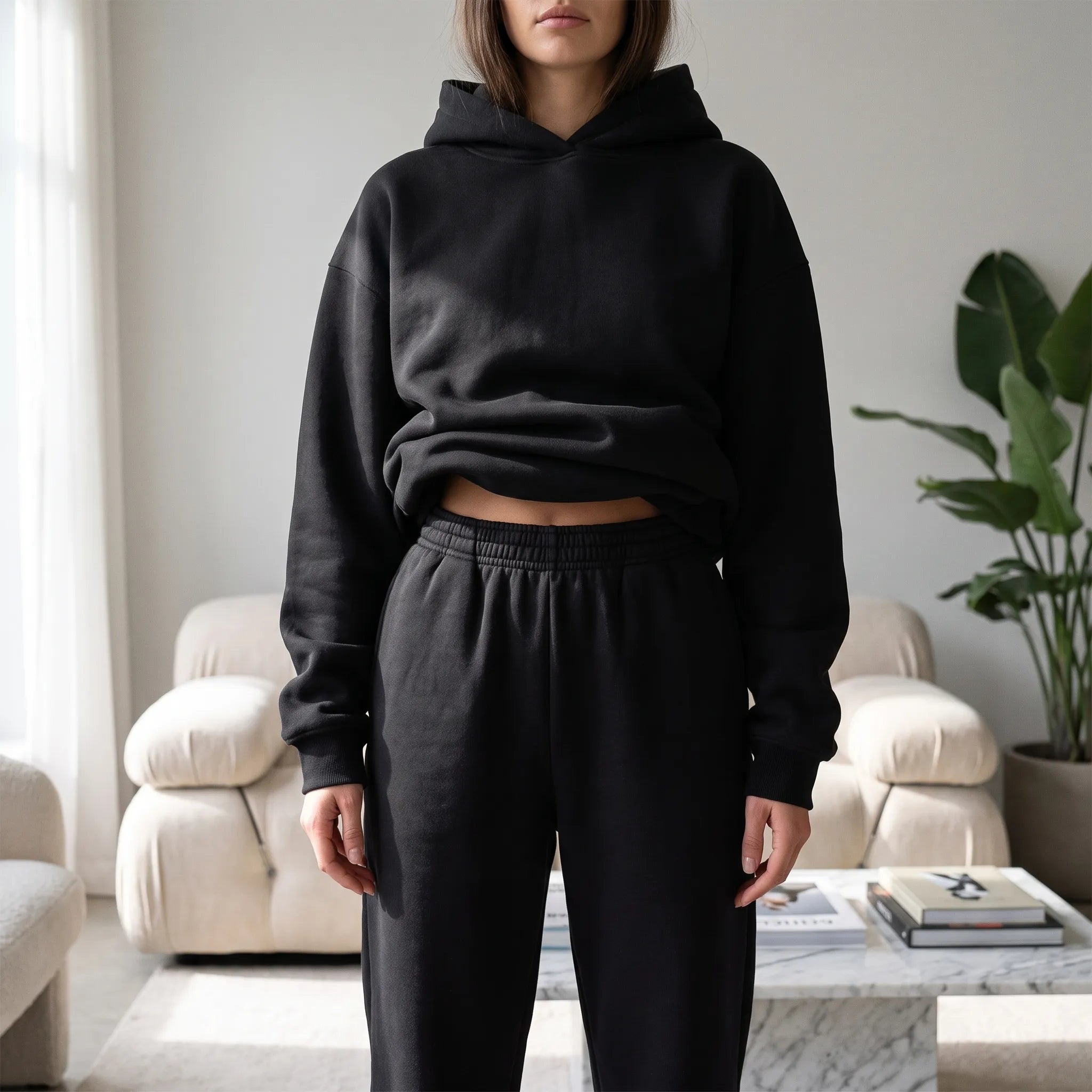 Coziya  - Minimalist Hooded Tracksuit Set Weekend Lounging