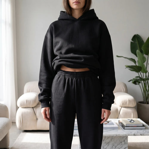 Coziya  - Minimalist Hooded Tracksuit Set Weekend Lounging
