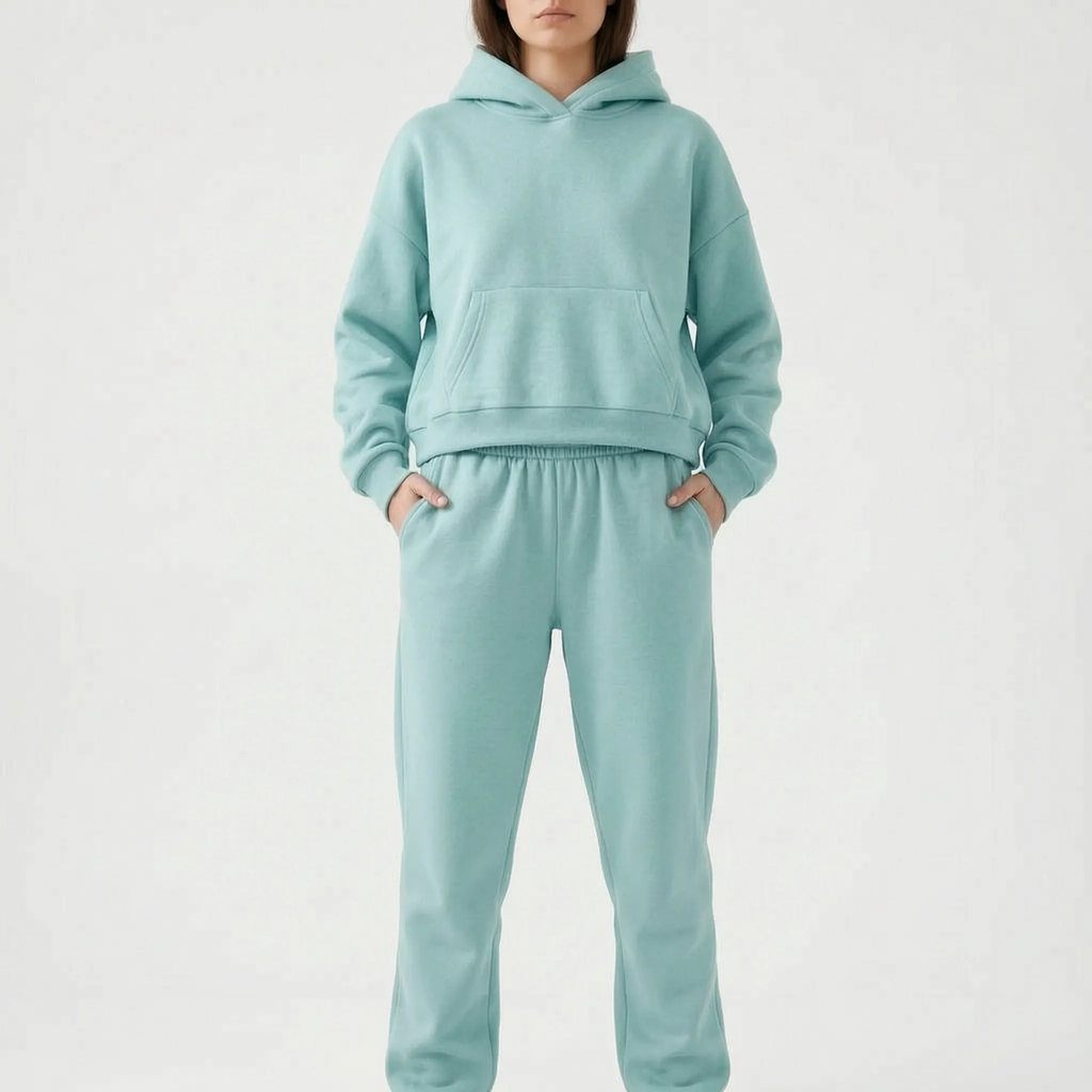 Coziya  - Minimalist Hooded Tracksuit Set Weekend Lounging