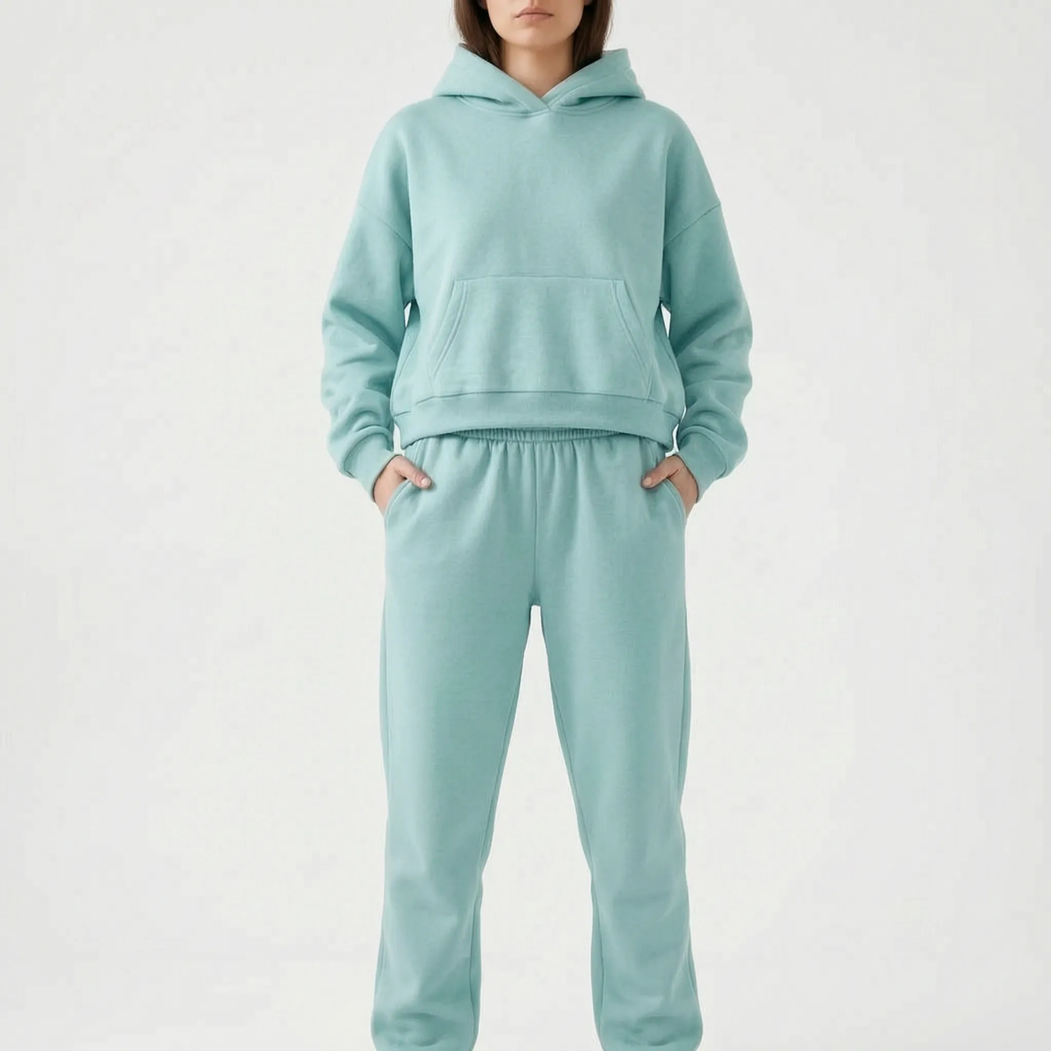 Coziya  - Minimalist Hooded Tracksuit Set Weekend Lounging
