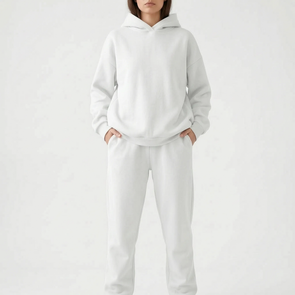 Coziya  - Minimalist Hooded Tracksuit Set Weekend Lounging