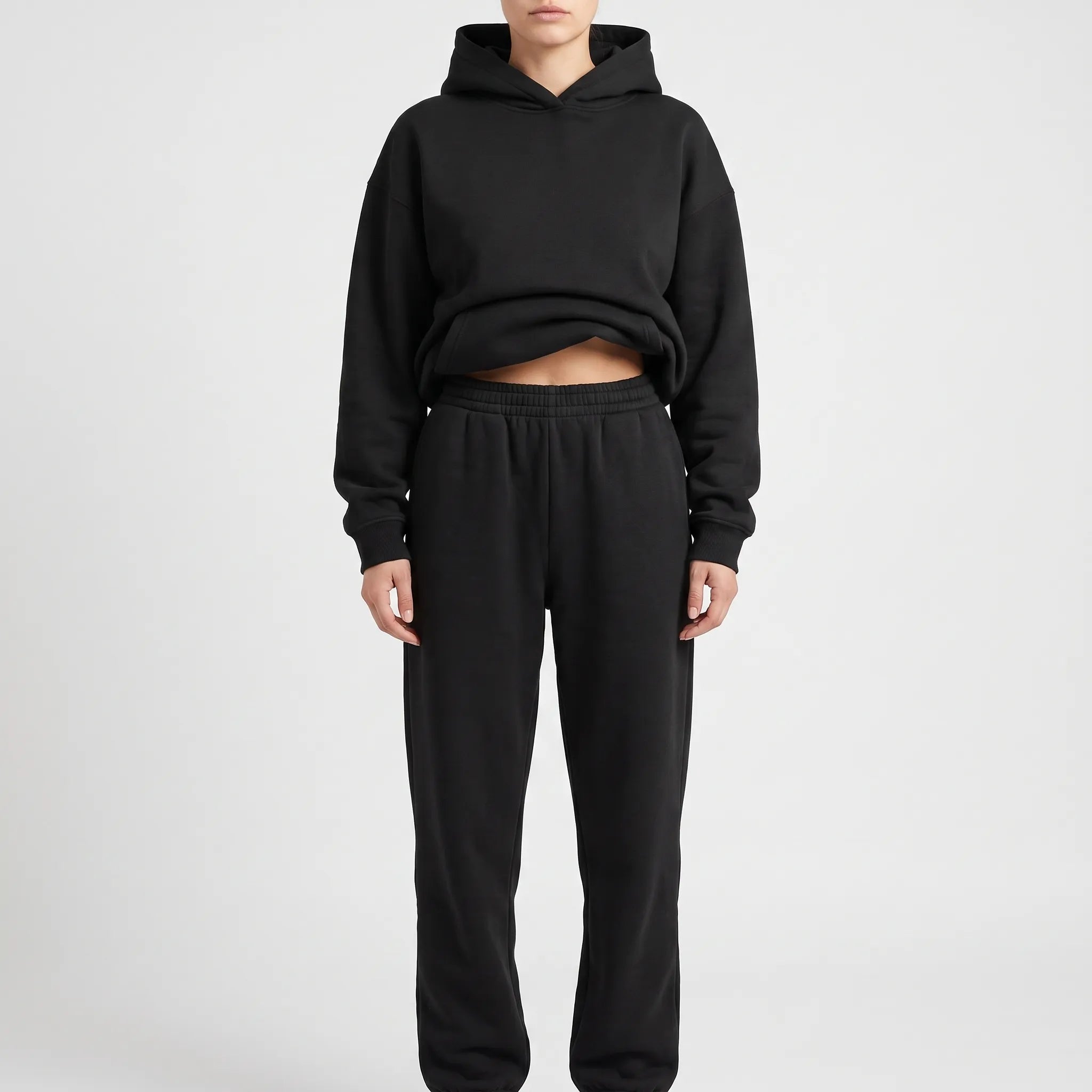 Coziya  - Minimalist Hooded Tracksuit Set Weekend Lounging