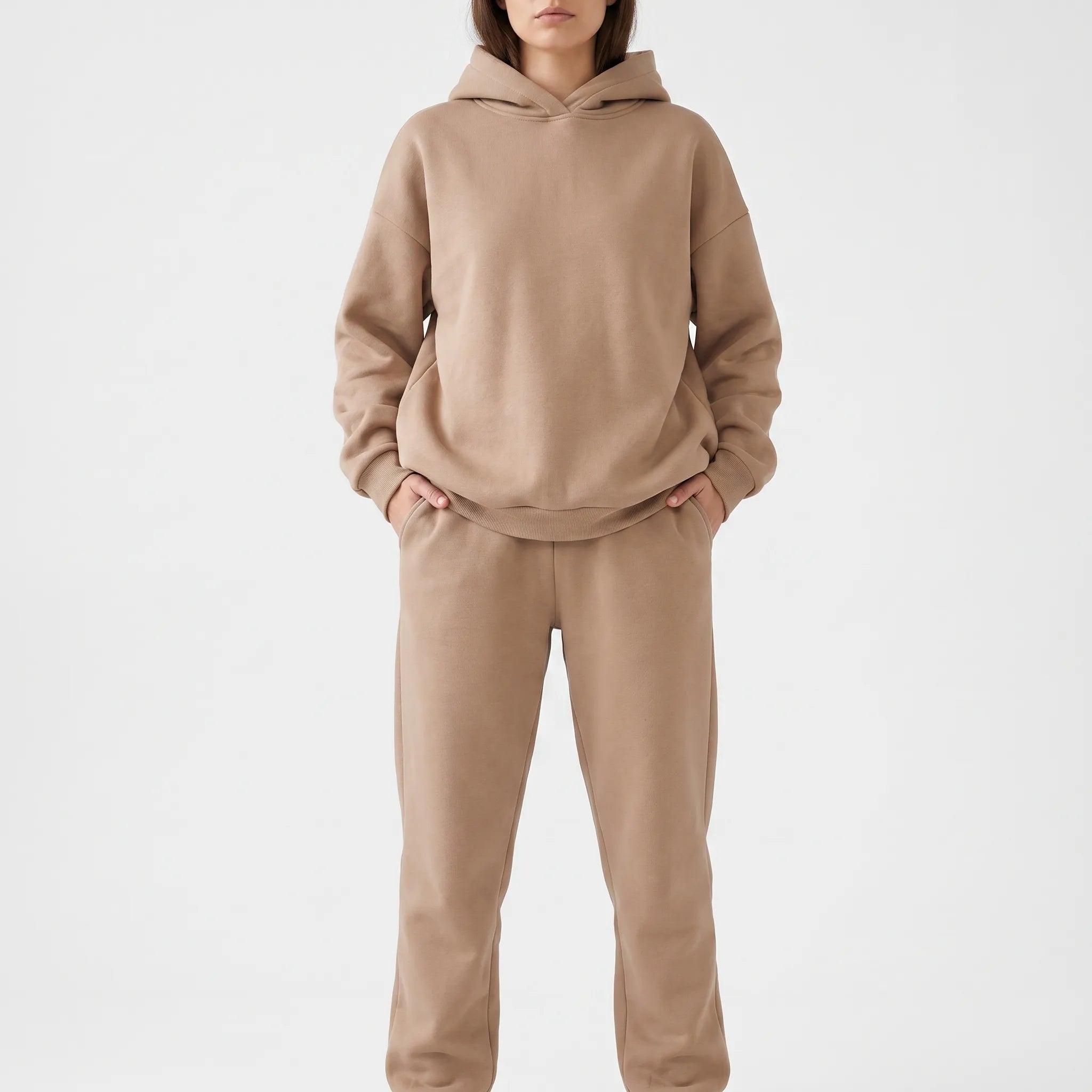 Coziya  - Minimalist Hooded Tracksuit Set Weekend Lounging