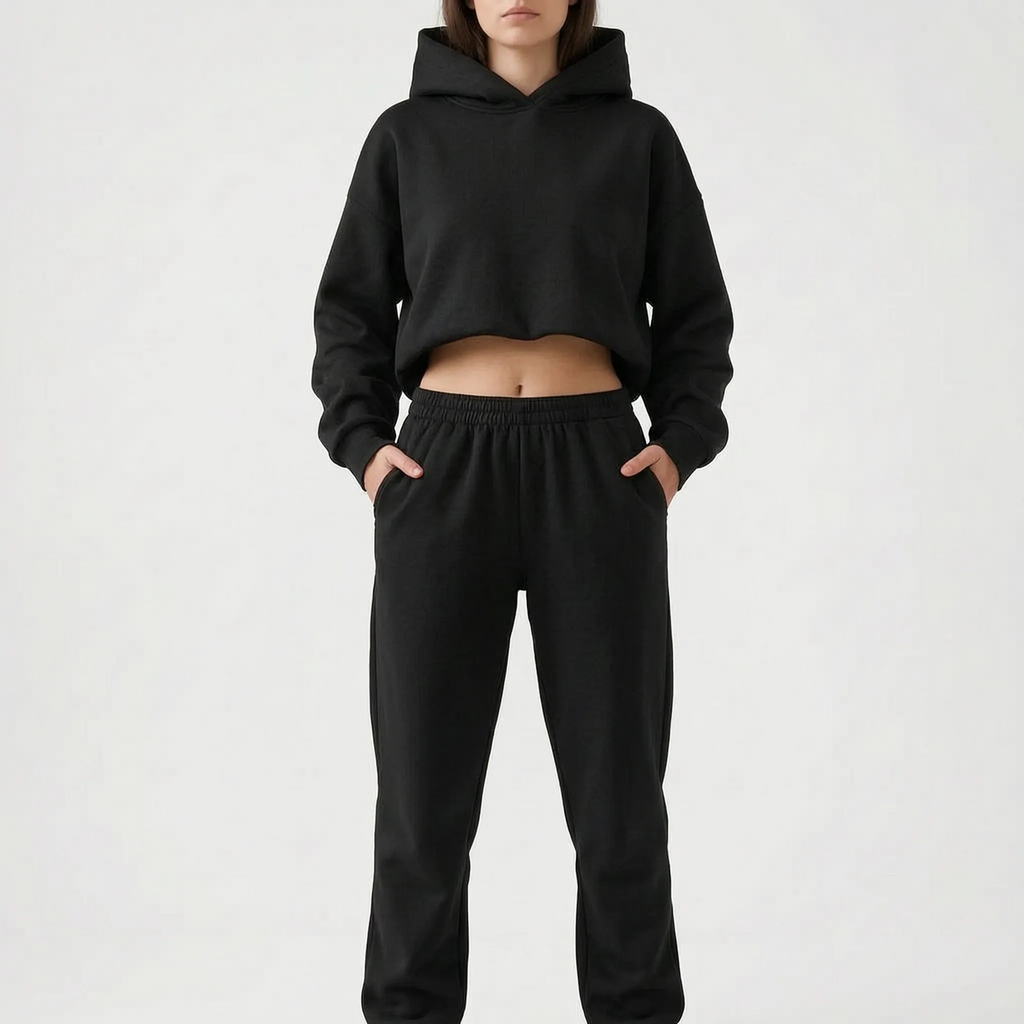 Coziya  - Minimalist Hooded Tracksuit Set Weekend Lounging