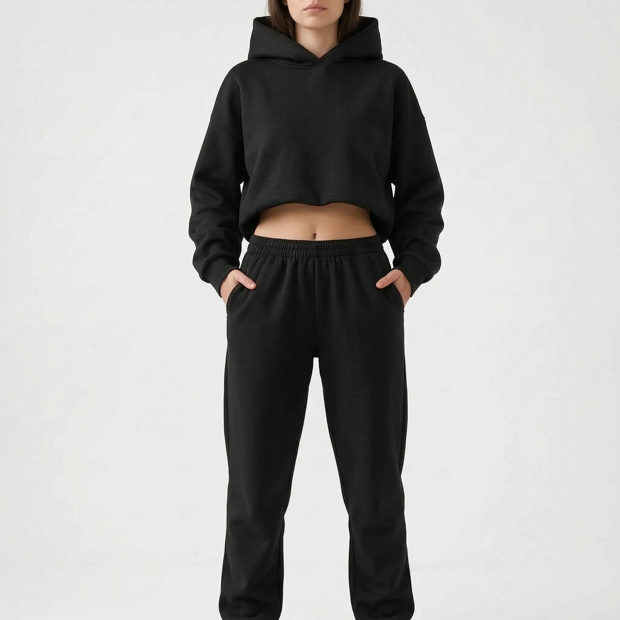 Coziya  - Minimalist Hooded Tracksuit Set Weekend Lounging
