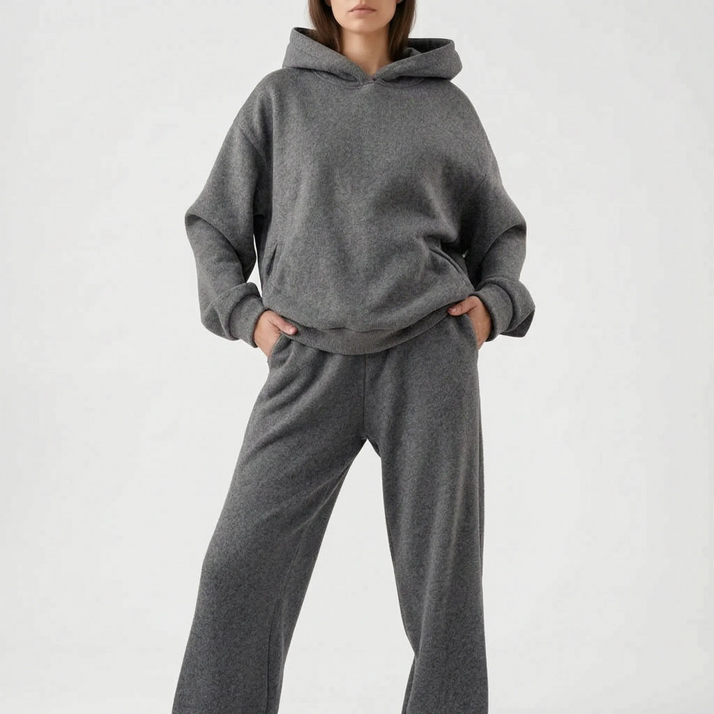 Coziya  - Minimalist Hooded Tracksuit Set Weekend Lounging
