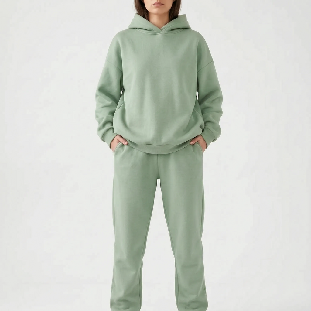 Coziya  - Minimalist Hooded Tracksuit Set Weekend Lounging