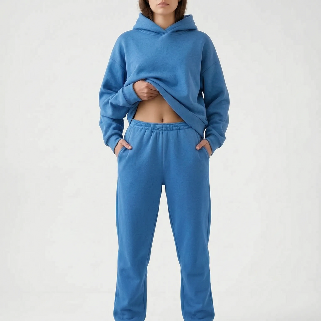 Coziya  - Minimalist Hooded Tracksuit Set Weekend Lounging