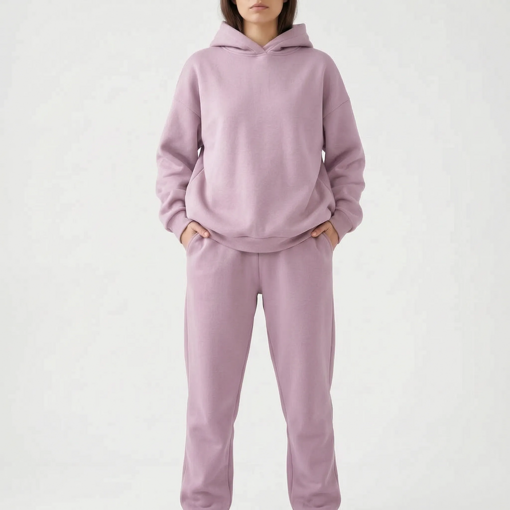 Coziya  - Minimalist Hooded Tracksuit Set Weekend Lounging