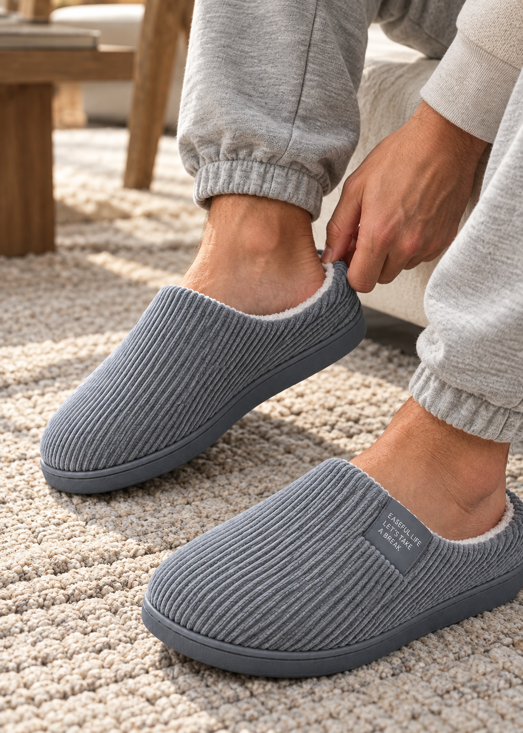 Men's Plush Lined Corduroy Slippers