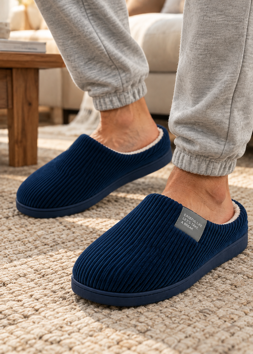 Men's Plush Lined Corduroy Slippers